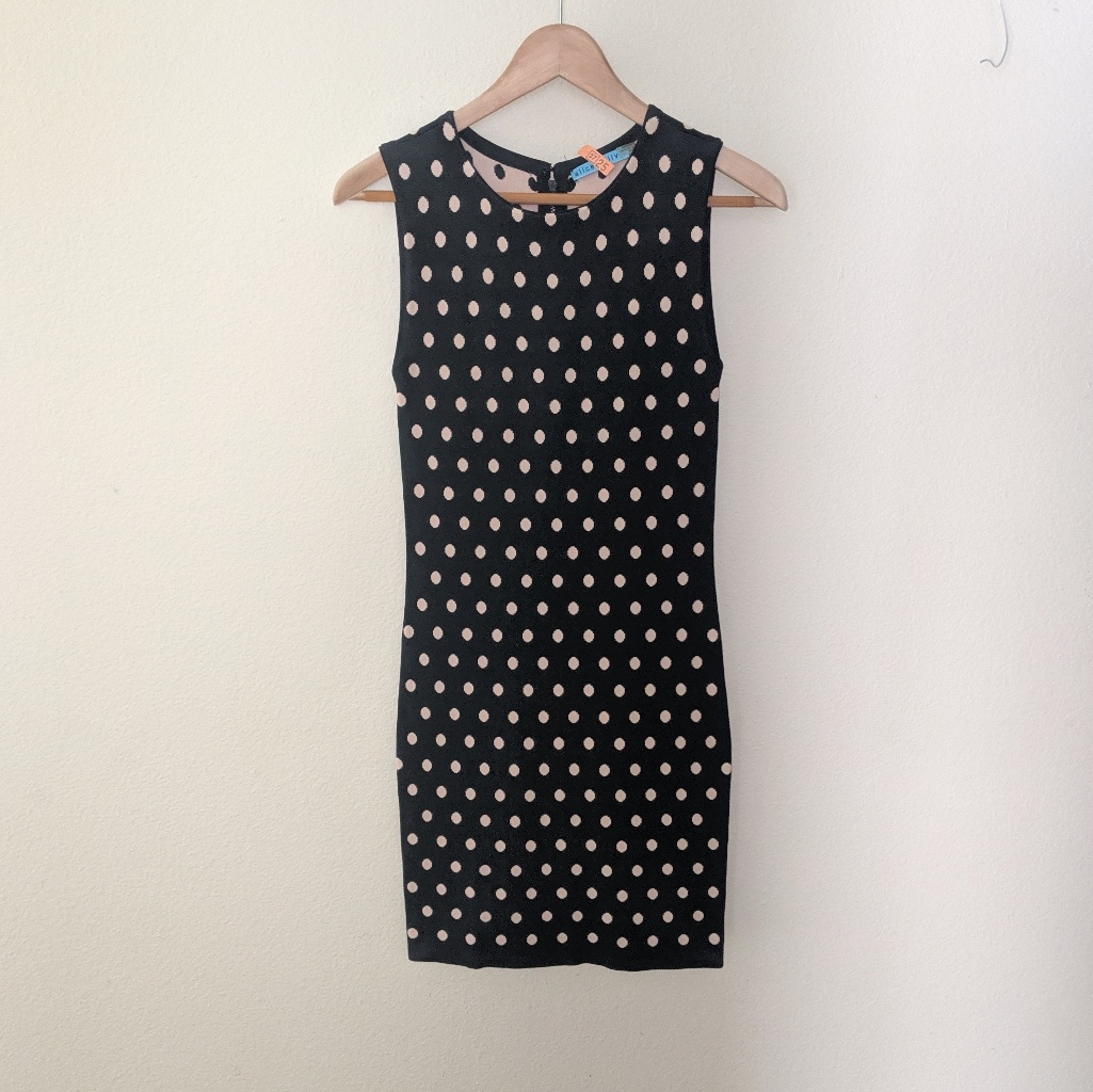 Alice +Olivia Black & Tan Polk A Dot Sweaterdress